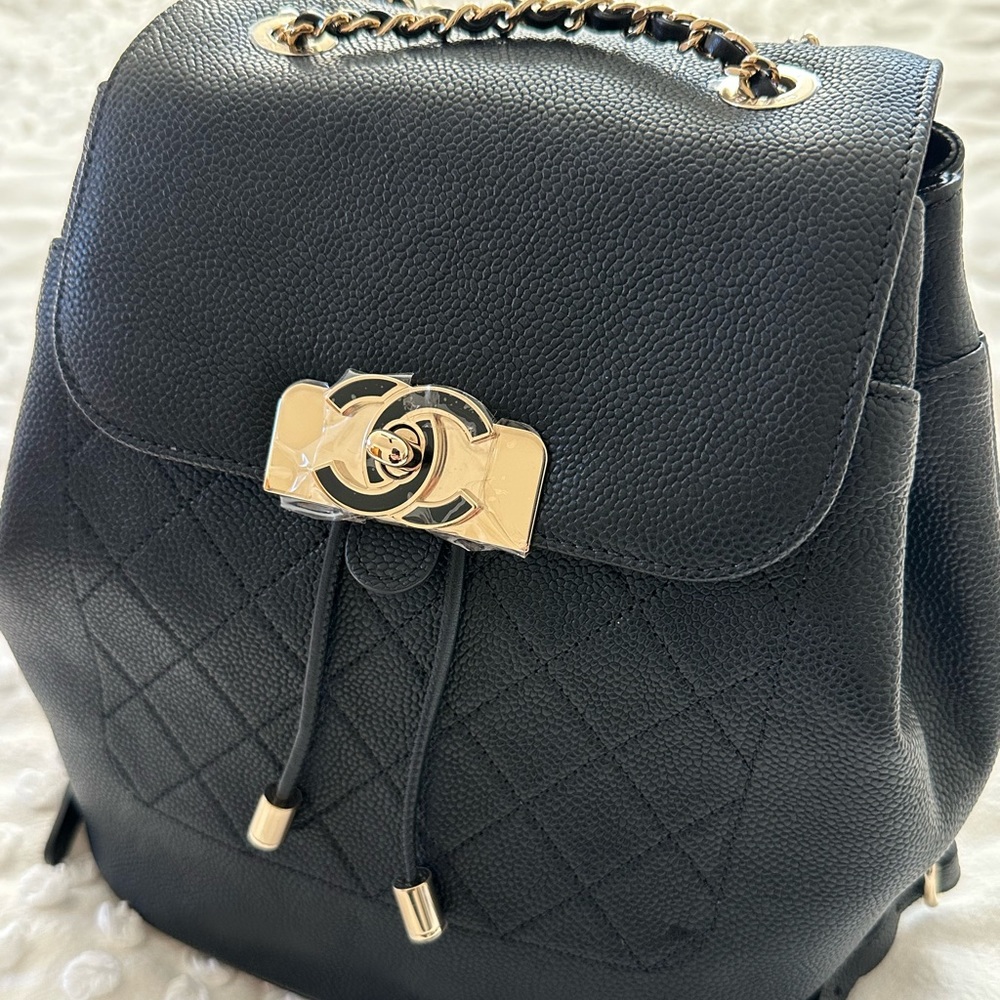 Chanel black CC cavier leather backpack NEW